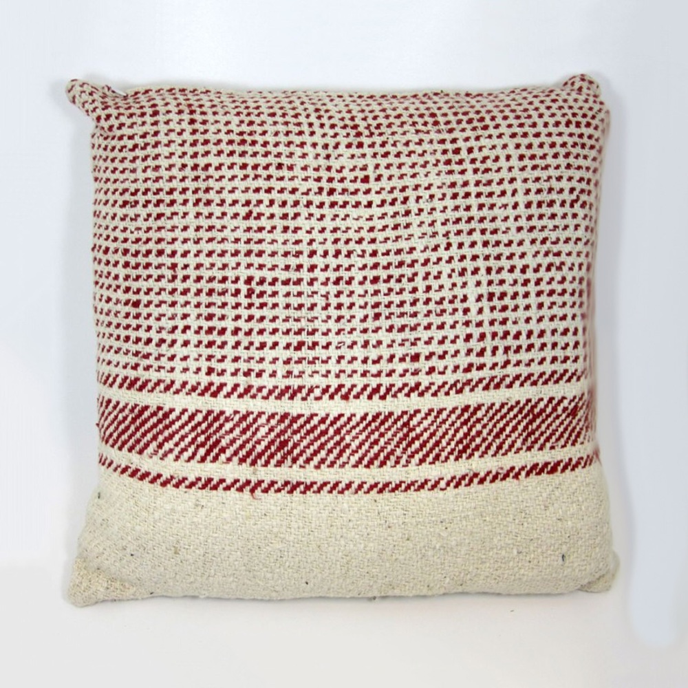 Red and white handwoven pillowcase